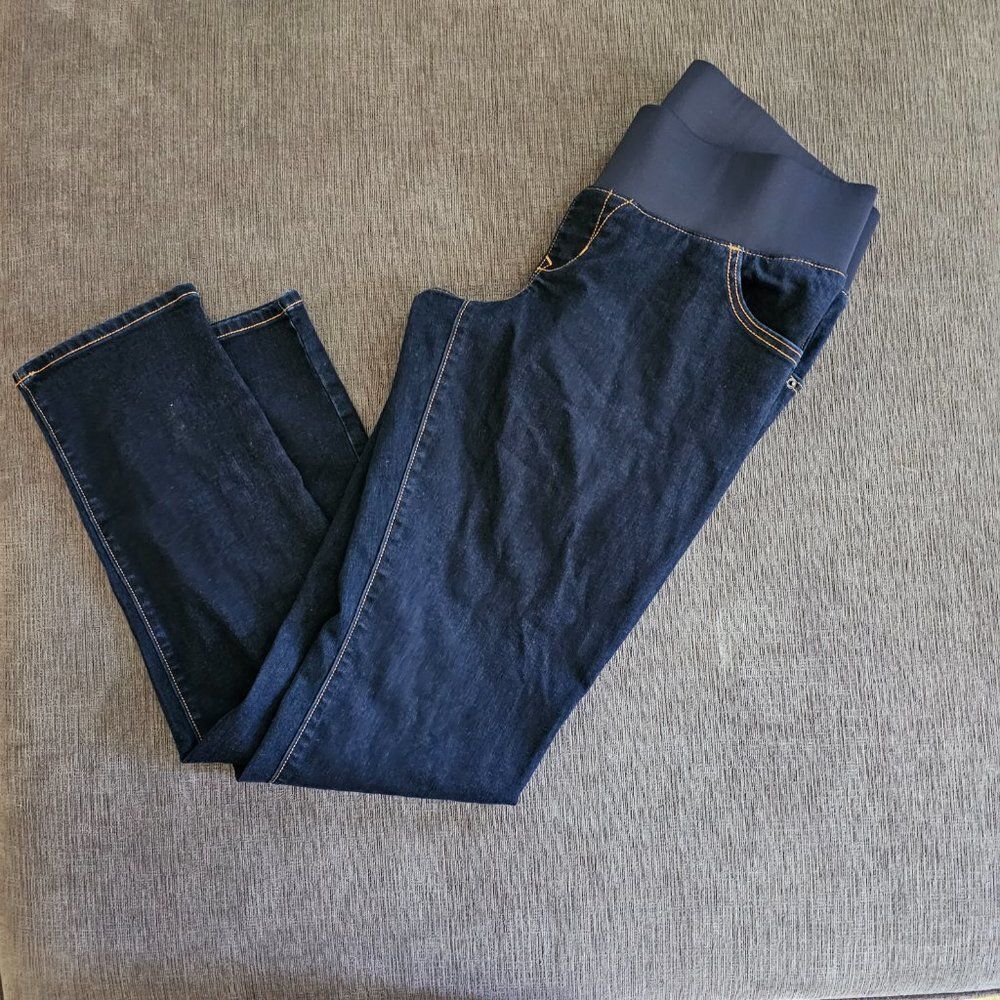 Old Navy Women Maternity Skinny Low Panels Pull On Denim Jeans Blue Size 8 - Picture 15 of 15